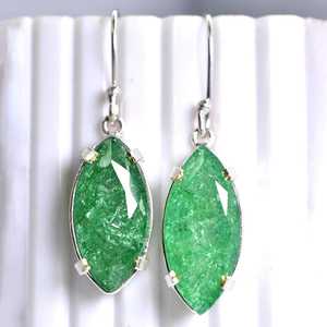 Pendientes de Esmeralda Colombiana Verde Certificada, 65.90 Ct, Gema Natural de Corte Marquesa, Plata de Ley 925, Regalo - Product Image 5