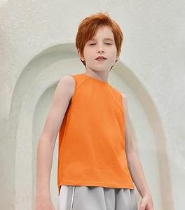 Top vente bonne qualité Logo personnalisé couleur Orange enfants débardeur gilet maillots manches moins bébé porter enfants garçon hauts respirant - Product Image 3