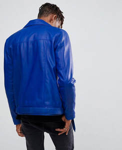 Veste en cuir pour hommes de mode décontractée en gros pour motard en détresse véritable personnalisé mince vestes en cuir d'agneau respirant - Product Image 2