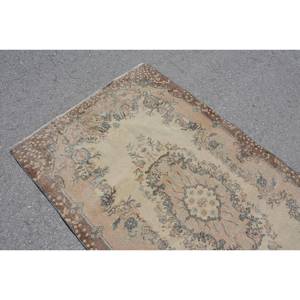 Tapis turc vintage Beige marron 3.7 X 6.8ft fait à la main en laine grande surface Patchwork Design rectangulaire couloir Latex pour la décoration de la chambre - Product Image 5
