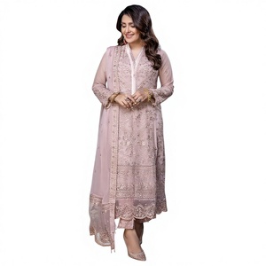New Arrival Unstitch Women's Luxury Embroidered Embossed Chiffon Salwar Kameez Professional Manufacture Lightweight Comfortable - Product Image 1