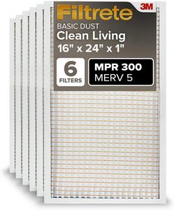 แผ่นกรองอากาศ Filtrete ขนาด 16x24x1 นิ้ว MERV 5, ชุด 6 ชิ้น สำหรับเครื่องปรับอากาศและเครื่องทำความร้อนในบ้าน, MPR 300 Basic Dust Defense - Product Image 6