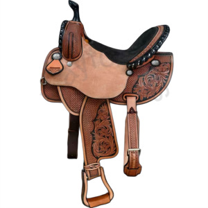 Speed Event Western Saddle con Floral and Waffle Tooling Roughout Jockey Cordones Cheyenne Roll y asiento de gamuza - Product Image 2