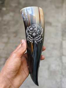 Corne à boire Viking fabriquée à la main avec support Agate Grande corne de buffle Viking personnalisée pour boire Hornfaizacraft - Product Image 4