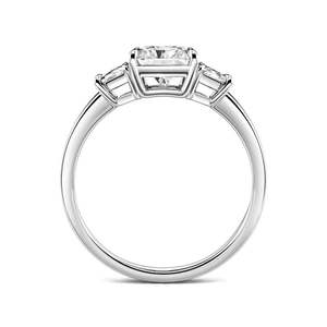Jeulia Men's Moissanite Three Stone <b>Emerald</b> Cut Rhodium Plated Sterling <b>Silver</b> Engagement <b>Ring</b> - Product Image 4