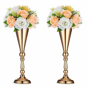 Brass Material Casted & <b>Wedding</b> Tabletop Vase Iron Flower Stand For <b>Wedding</b> Centerpiece & Anniversary Party Tablescape Decor - Product Image 1