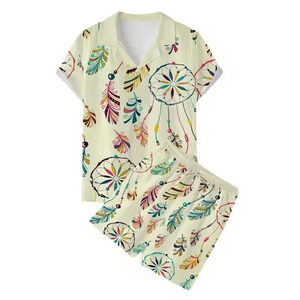 ชุดกีฬาลำลองสำหรับผู้ชายกางเกงขาสั้นและเสื้อเชิ้ตถักลายฮาวายแฟชั่นฤดูร้อน - Product Image 2