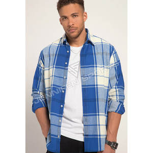 Tela de franela personalizada Material de la camisa 100% algodón manga larga cuello redondo botones cierre interior tejido cuello etiqueta y lazo colgante - Product Image 3