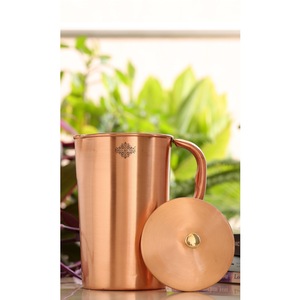Pichet IndianArtVilla en cuivre pur laqué avec 4 verres pour le rangement et le service - Product Image 3