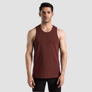Men's Regular Fit Maroon Energy Rise Tank <b>Top</b> XL Size Cotton Gym Vest with Hood Collar Workout Singlet Style Muscle Design - Product Image 2