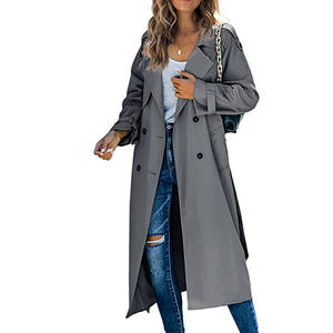 Gabardina de lana para invierno y otoño para mujer, chaqueta cortavientos informal para mujer con cinturón de estilo largo, abrigo antipolvo de moda para mujer - Product Image 4