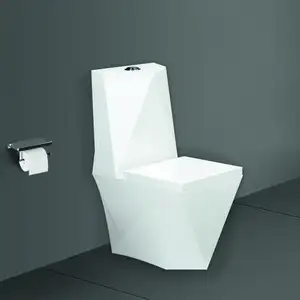 Inodoro sanitario de diseño elegante, armario de agua de una pieza con lavabo, asiento de inodoro de 1 pieza con forma de diamante combinado