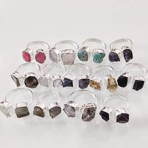 Anillo de Piedras Preciosas en Bruto para Mujer, Piedra Lunar Natural, Labradorita, Granate, Citrino, Joyería de Plata de Ley 925 - Product Image 5