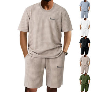 Conjunto de Camiseta y Pantalones Cortos Térmicos Lisos de Color Gris, Traje Deportivo de 2 Piezas de Manga Corta de Color Sólido, Hecho en Pakistán, Diseño Transpirable - Product Image 2