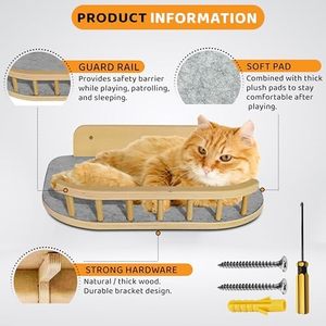 Estante de pared grande para gatos, estante de pared para gatos y sofá 1 apartamento para gatos y 3 escalones grandes para gatos con almohadillas para rascar, estante de escalada para gatos de interior - Product Image 6