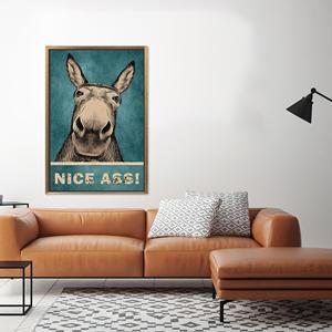 Lienzo Impreso: Divertido Cuadro de Burro para Decoración de Baño, Lienzo con Marco Dorado - Product Image 1