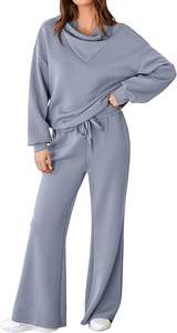 Conjunto Deportivo Casual de Algodón Suave para Mujer, Lavado Ácido, Color Sólido, Transpirable, de Secado Rápido, Cómodo, Sudadera con Capucha y Pantalones a Juego - Product Image 2