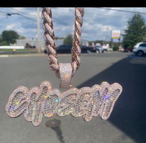 925 <b>Silver</b> Custom <b>Letter</b> Name Pendant Round Moissanite Diamond Hip Hop Jewelry Iced Out Charm Name <b>Necklace</b> Birthday Gift - Product Image 1