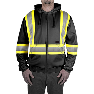 2026 <b>Hi</b> <b>Vis</b> Unisex Fluorescent <b>Yellow</b> Reflective Polyester Waterproof Windproof Hoodie Safety Zipper Workwear <b>Jacket</b> Hood - Product Image 6