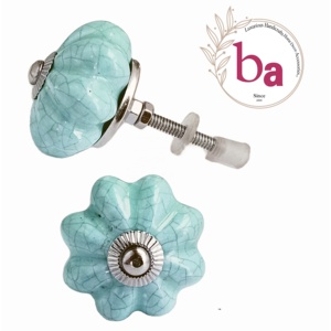 Venta caliente Aqua Crackle Melon Perillas de cerámica Diseño industrial Cajón Gabinete Manija Tiradores para cocina Sala de estar Tocador - Product Image 1