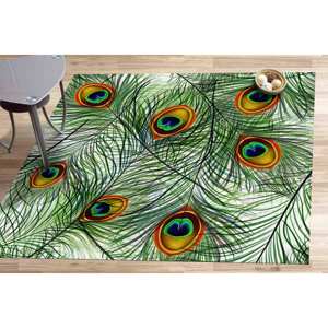 Tapis en plumes de paon : Tapis d'appoint moderne antidérapant, Tapis imprimé, Tapis en chenille - Product Image 1