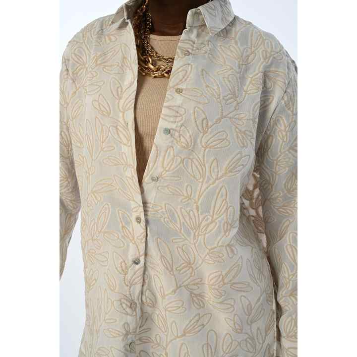 WOMEN'S NATUR OVERSIZE EMBROIDERED SHIRT