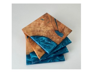 Manteles individuales de protección de mesa de cedro hechos a mano cuadrados redondos transparentes creativos té de resina epoxi interior de madera - Product Image 5