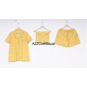 ชุดนอนสตรีผ้าคอตตอนพิมพ์ลายดอกไม้ชุดชุดนอนสั้นระบายอากาศได้สำหรับการพักผ่อนในเวลากลางคืน - Product Image 6