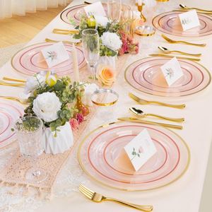 Set D'Assiettes Mélamine Assiettes a Snacks Plaques Nominatives De Mariage Blanches Carrees En Céramique Grises Sous Les Dorees - Product Image 6