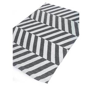 Tapis en laine tissée plate gris et noir Indusbar ADWL-13013, motif chevron abstrait, rectangulaire, en jute, pour couloir et salon - Product Image 2