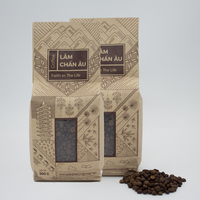 500g Grains de café torréfiés Liberica, emballage hermétique en sac jaune, vente en gros, service OEM/ODM, à utiliser avec de l'eau bouillante, fabriqué au Vietnam