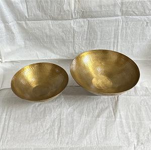 Plateau de service alimentaire en métal de qualité supérieure forme arrondie en aluminium plaqué or fruits bol de service avec base de support pour la décoration de table - Product Image 3