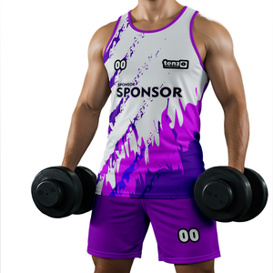 2025 hommes été tenue de sport Logo personnalisé débardeur Shorts OEM ODM séchage rapide Fitness vêtements de sport deux pièces ensemble usine en gros - Product Image 4