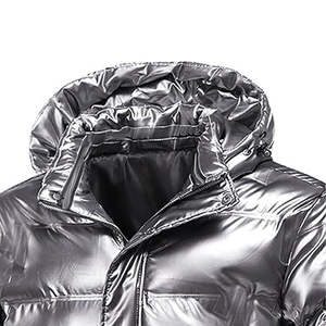 Veste matelassée en coton imperméable respirante à col montant zippé pour homme, style streetwear, logo frontal - Product Image 3