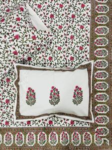 Sábana hecha a mano Jaipuri de 100% algodón con estampado de bloque de mano con juego de funda de almohada, Sábana hecha a mano con diseño de borde - Product Image 4