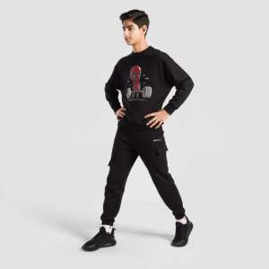 Pantalon de sport Cargochill (noir) respirant, doux, décontracté, avec taille élastique, pantalon cargo avec technique froissée, taille XL et XS - Product Image 4