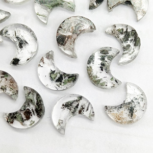 Herkimer Diamond Crescent <b>Moon</b> Shape Gemstone for Jewelry Making, Smooth Loose Hand Carved Herkimer Carving Briolette Beads 9mm - Product Image 4
