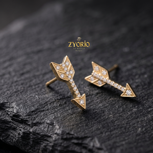 Pendientes de Oro de 14K con Flecha y Diamantes Cultivados en Laboratorio, Certificados por IGI, con Micropavé, Joyería Fina de Lujo para Mujer, Zyorio Jewels - Product Image 3