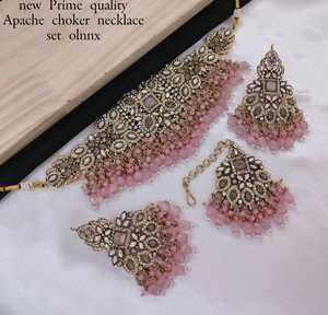 Famoso Collar corto de piedra cuadrada Jaypuri de calidad Premium Kundan Real indio maravilloso de alta calidad con juego de pendientes para mujer - Product Image 1