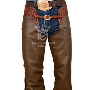 Chaps en cuir de vachette personnalisés de la meilleure qualité à vendre chaps en cuir de couleur unie à prix raisonnables - Product Image 4
