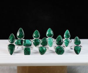 Bagues en Malachite Verte de Qualité Incroyable Bijoux Double Pierre Set de Lunette de Designer Bagues Malachite Bijoux - Product Image 4