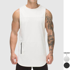 Couleur unie été fitness course sans manches sport gym course gilet pour hommes fitness gilets coton débardeurs - Product Image 1