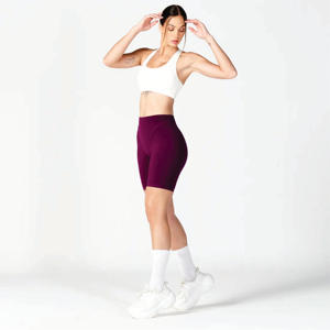 4 Way Stretch Tissu de performance léger 75% Polyamide 25% Elastane Athletic Fit Dark Purple Women Core V-Biker Shorts - Product Image 3