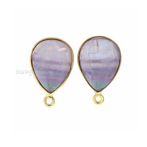 12x16mm Natural Multi Fluorita Piedra preciosa Bisel 18K Chapado en oro Pequeña forma de pera Colgante Collar con dijes de plata esterlina - Product Image 3