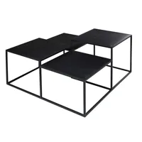 Table basse pliante en fer de haute qualité au design moderne, de forme carrée, finition noire, pour appartement, salon, meubles de maison