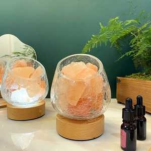Lampe de Sel de l'Himalaya en Cristal Led Electronique Usb Rose Naturel Essentiel pour la Maison, Veilleuse, Diffuseur d'Arômes, Corps en Verre, Vente en Gros - Product Image 2