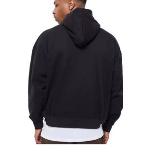 เสื้อมีฮู้ดทรงฮิปฮอปบ็อกซี่สำหรับผู้ชายโอเวอร์ไซส์ผ้าฝ้ายโพลีเอสเตอร์แบบสวมหัวมีฮู้ดคอปกไหล่ตกปรับแต่งได้ - Product Image 6