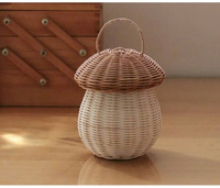Panier de champignons en rotin fait à la main organisateur de jouets pour enfants panier de rangement décoratif en forme de maison pour la maison ou les cadeaux
