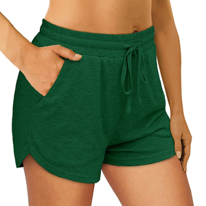 Pantalones cortos de mujer de tela suave de alta calidad para correr pantalones cortos deportivos informales con bolsillos y cordón - Product Image 2