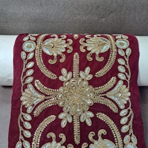 Tissu en dentelle brodée de haute qualité en polyester/coton/métallique pour la décoration de vêtements de mariée, marque TSL, export en gros - Product Image 3